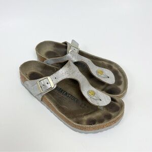 Birkenstock Metallic Silver Sandals, 36